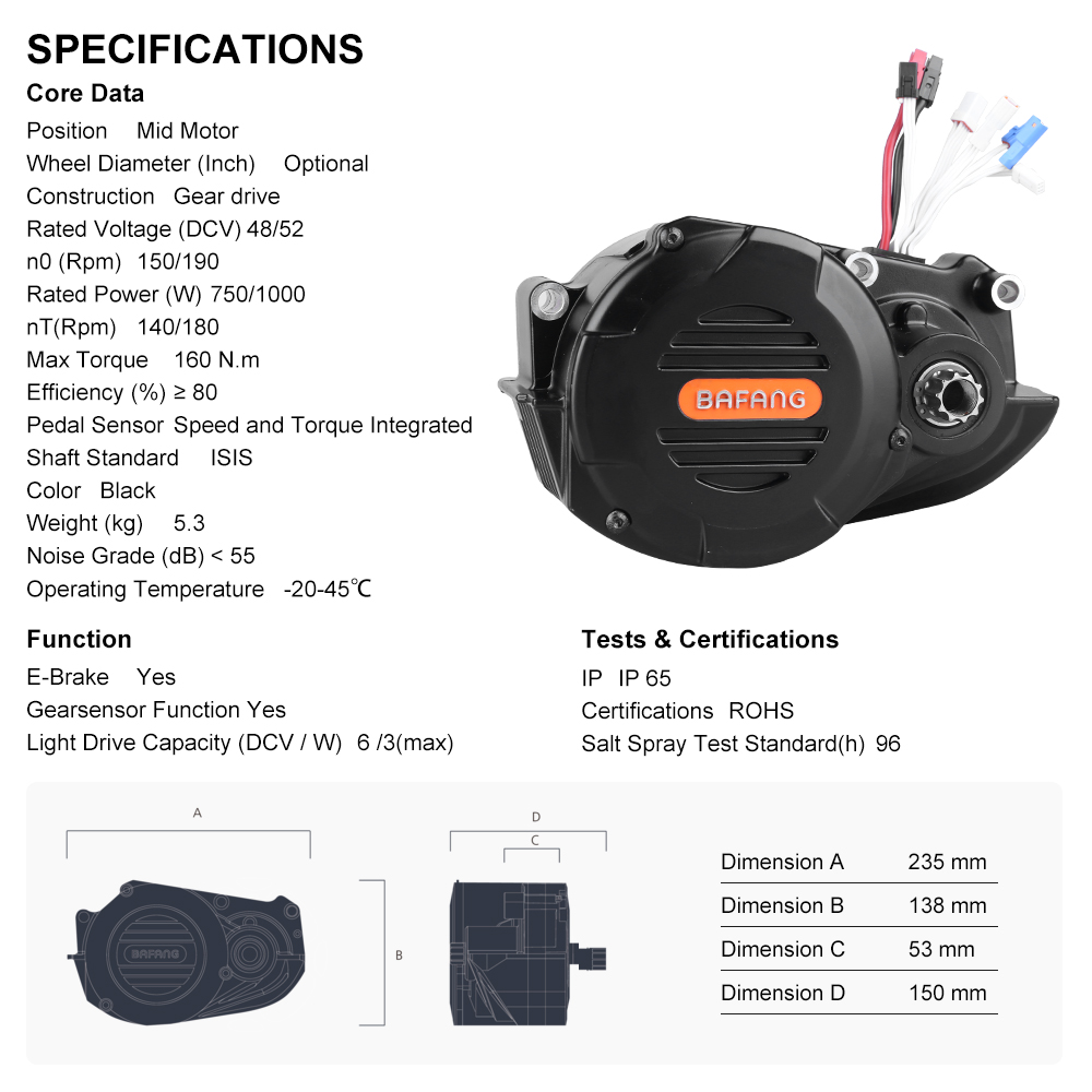 Комплект для переоборудования  – обзор и цена Mid Drive Motor Kit 52V 1000W