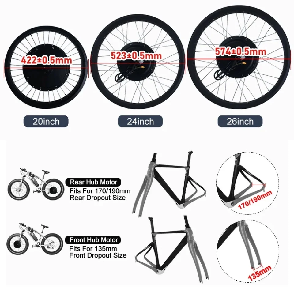 Комплект для переоборудования  – обзор и цена Fat Tire Ebike Conversion Kit 2000W